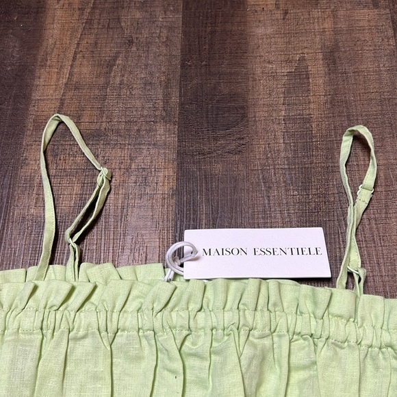 Maison Essentiele Womens Gathered Cami L Aloe Gel Adjustable Cotton Linen Summer - Picture 7 of 9